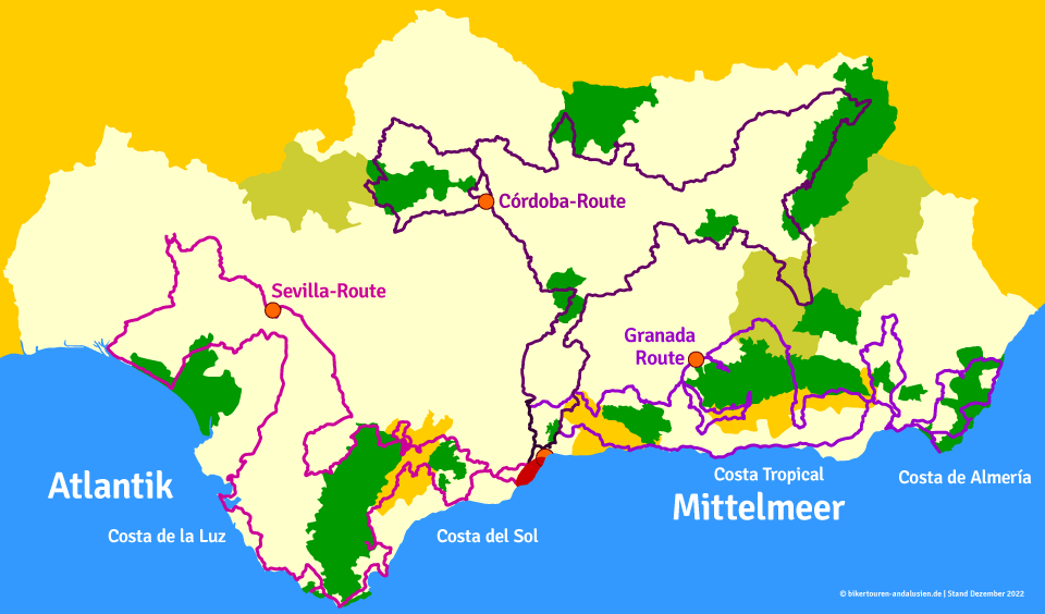 Route map (c) Bikertours Andalucia Malaga